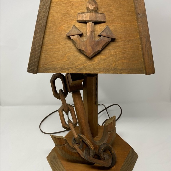 Vintage Nautical Wooden Anchor Table Lamp - Picture 1 of 13